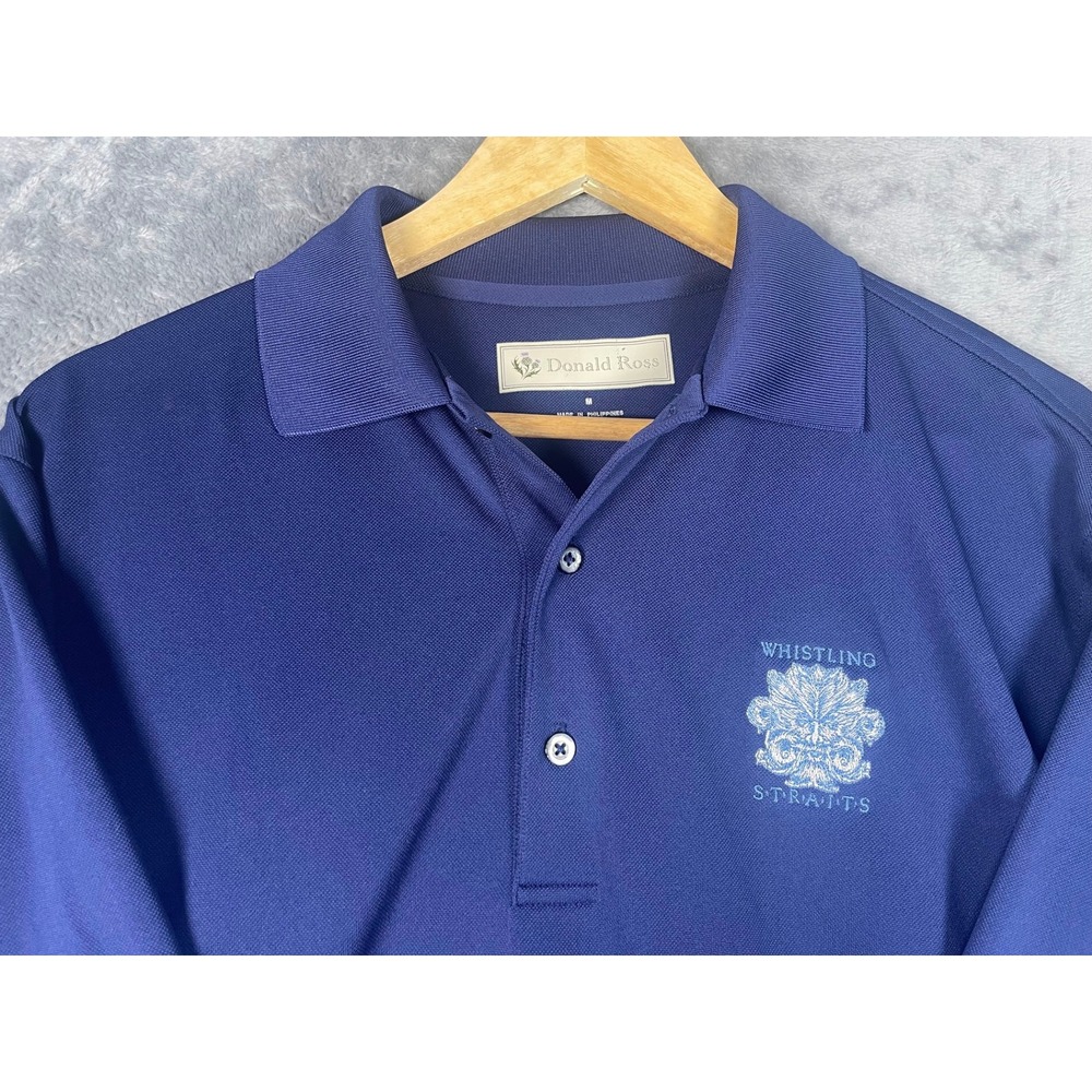 Donald Ross Whistling Straits Mens Medium Blue Performance Golf Polo Shirt